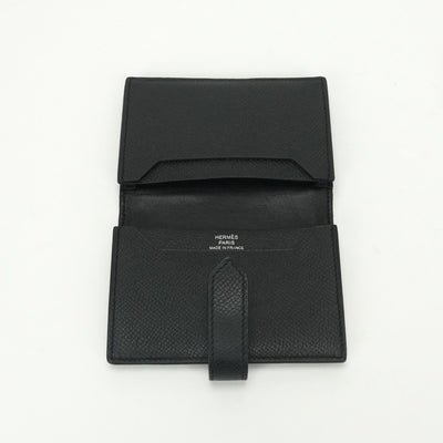 エルメス HERMES ベアンミニ ベアン ミニ 財布 二つ折り財布 ミニ財布 ミニウォレット エプソン ノワール　noir ブラック 黒 シルバー金具 ヴォーエプソン コンパクト財布 ミニ財布