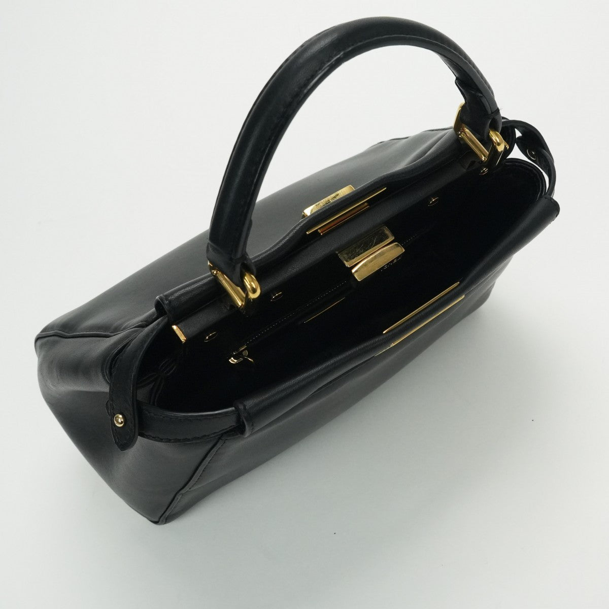 フェンディ FENDI ピーカブー スモール ミニピーカブー ピーカブーミニ バッグ トートバッグ ショルダーバッグ レザー ブラック Black 黒 ゴールド金具 ハンドバッグ 2way