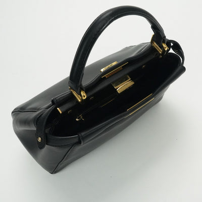 フェンディ FENDI ピーカブー スモール ミニピーカブー ピーカブーミニ バッグ トートバッグ ショルダーバッグ レザー ブラック Black 黒 ゴールド金具 ハンドバッグ 2way