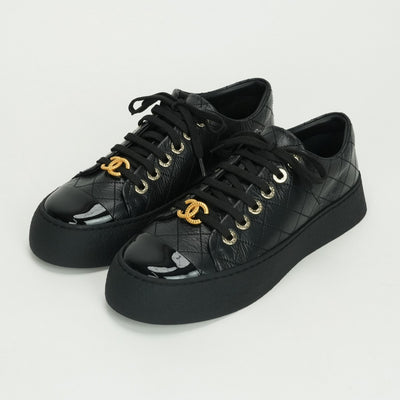 シャネル CHANEL マトラッセ サンダル 靴 シューズ ラムスキン ブラック Black 黒 ゴールド金具 スニーカー ココマーク