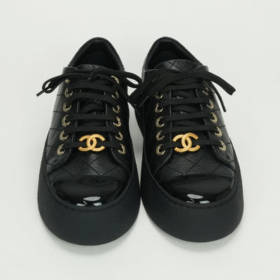 シャネル CHANEL マトラッセ サンダル 靴 シューズ ラムスキン ブラック Black 黒 ゴールド金具 スニーカー ココマーク