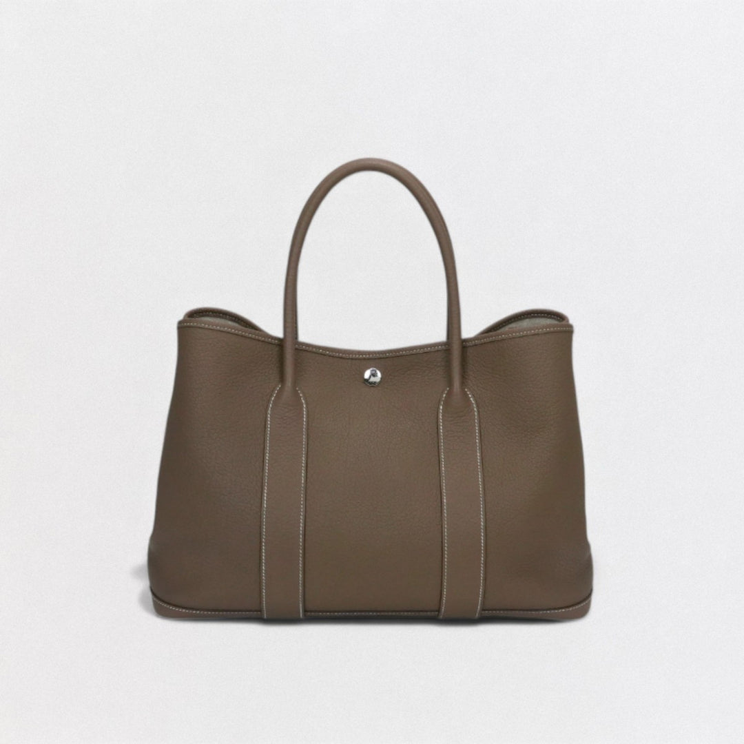 HERMES ガーデンパーティ トートバッグ キャンバス レザー ブルー 