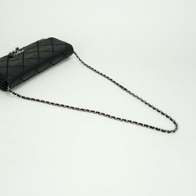 シャネル CHANEL ウルトラステッチ 財布 長財布 ロングウォレット ラムスキン ブラック Black 黒 シルバー金具 チェーンウォレット チェーンバッグ クラッチバッグ