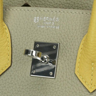 エルメス HERMES バーキン25 バーキン 25 バッグ トートバッグ トゴ ジョーヌプッサン Jaunemiiton イエロー ベージュ Yellow beige 黄色 シルバー金具 パーソナルオーダー バイカラー PSO ハンドバッグ