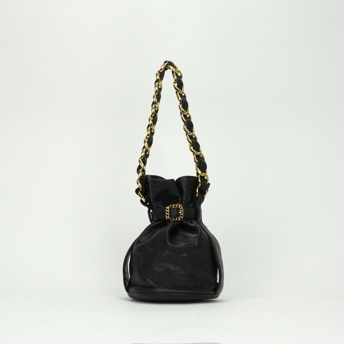 シャネル CHANEL バッグ ショルダーバッグ ラムスキン ブラック Black 黒 ゴールド金具 巾着 チェーンショルダーバッグ ココマーク