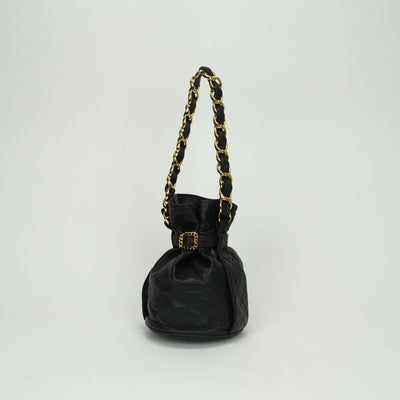 シャネル CHANEL バッグ ショルダーバッグ ラムスキン ブラック Black 黒 ゴールド金具 巾着 チェーンショルダーバッグ ココマーク