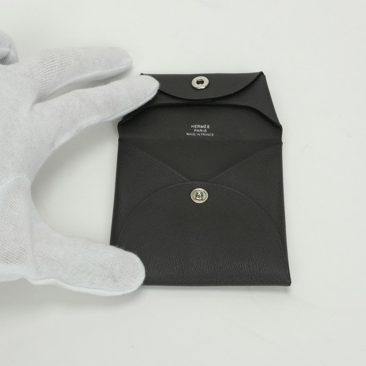エルメス HERMES バスティア 財布 コインケース 小銭入れ ヴォーマダム グレー Gray シルバー金具 グリミスティ グラファイト