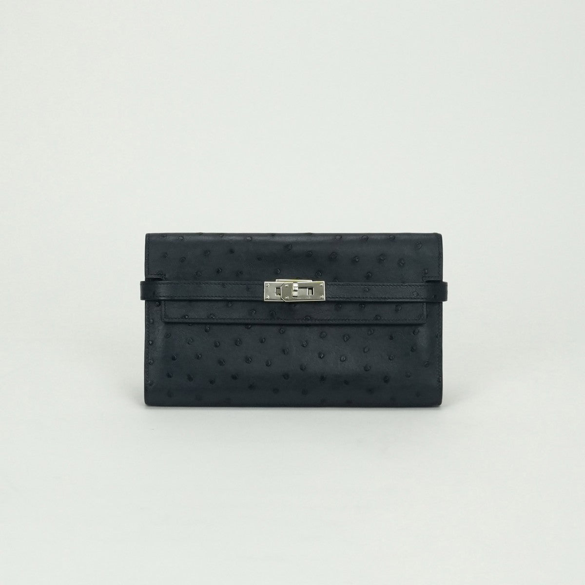 エルメス HERMES ケリーウォレット ケリーウォレットロング 財布 長財布 ロングウォレット オーストリッチ ブルーロイ Blue roy ネイビー Navy ブルー Blue 紺 青 シルバー金具 エキゾチック