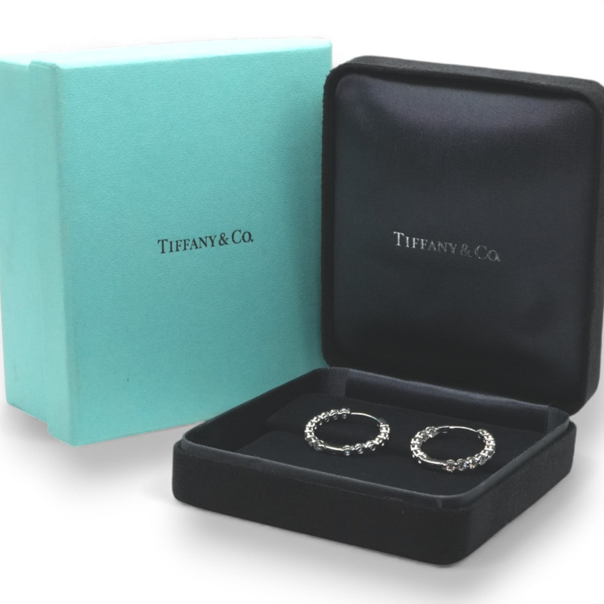 Tiffany & Co. 蒂芙尼公司圈形耳环 圈形耳环 圈形耳环 耳环 Pt950 银耳环 钻石耳环