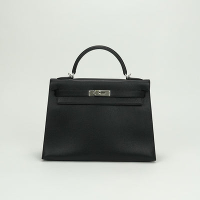 エルメス HERMES ケリー32 ケリー 32 バッグ トートバッグ ショルダーバッグ アルデンヌ ノワール Noir ブラック Black 黒 シルバー金具 ハンドバッグ 外縫い 2WAYバッグ V字金具