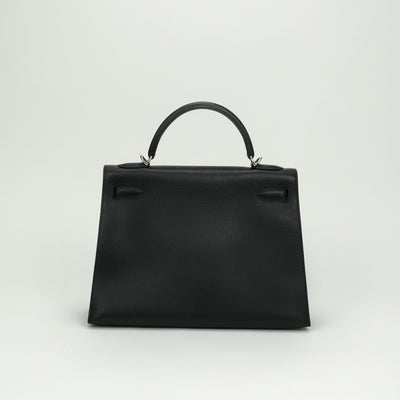 エルメス HERMES ケリー32 ケリー 32 バッグ トートバッグ ショルダーバッグ アルデンヌ ノワール Noir ブラック Black 黒 シルバー金具 ハンドバッグ 外縫い 2WAYバッグ V字金具
