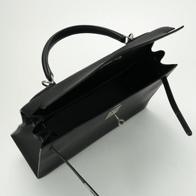 HERMES 헤르메스 Kelly 32 Kelly 32 가방, 토트 백, 숄더백, 아르 데네스, 누아르, 검은 색, 검은 색, 실버 피팅, 핸드백, 외부 봉제, 2way 백, V 자형 피팅