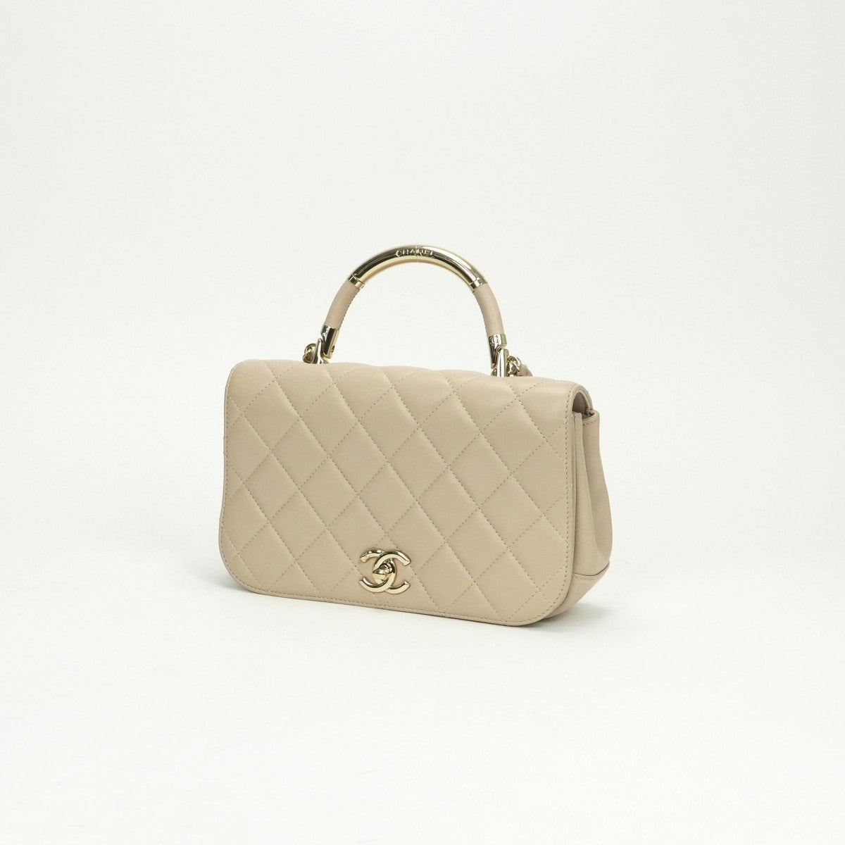 シャネル CHANEL マトラッセ バッグ トートバッグ ショルダーバッグ ラムスキン ベージュ beige ゴールド金具 トップハンドル ココマーク ハンドバッグ チェーンバッグ