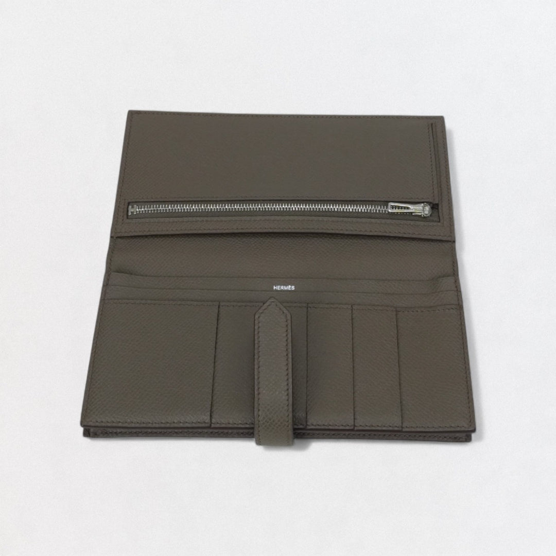HERMES エルメス べアンスフレ エプソン エタン 長財布 HERMES エルメス ベアンスフレ エタン シルバー金具 長財布（小銭入れ