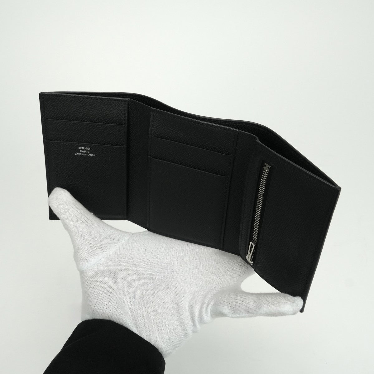 エルメス HERMES ベアンコンビネ ベアン 財布 三つ折り財布 ミニ財布 ミニウォレット エプソン ソーブラック SO-BLACK モノクローム ブラック black 黒 ブラック金具 ヴォーエプソン