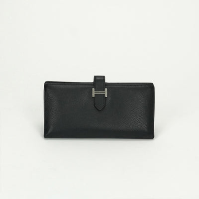 エルメス HERMES ベアンスフレ ベアン スフレ 財布 長財布 ロングウォレット エプソン ノワール Noir ブラック Black 黒 シルバー金具 ヴォーエプソン