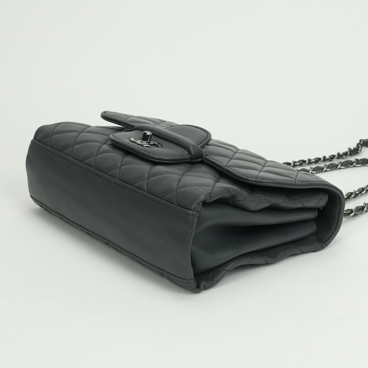 シャネル CHANEL マトラッセ バッグ ショルダーバッグ ラムスキン グレー Gray シルバー金具 チェーンショルダーバッグ ココマーク ターンロック シングルフラップ Sフラップ ダブルチェーン Wチェーン