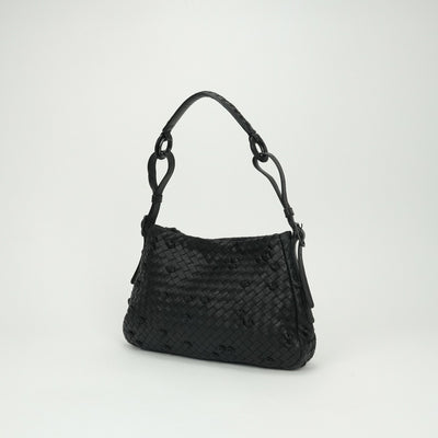 ボッテガヴェネタ BOTTEGAVENETA ワンショルダー イントレチャート バッグ ショルダーバッグ レザー　ラムスキン ブラック 黒 ブラック金具