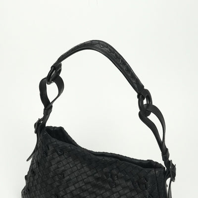 ボッテガヴェネタ BOTTEGAVENETA ワンショルダー イントレチャート バッグ ショルダーバッグ レザー　ラムスキン ブラック 黒 ブラック金具