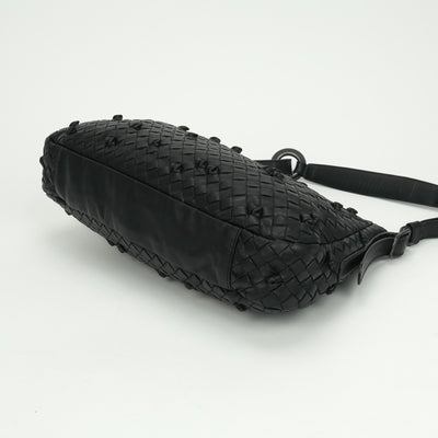 ボッテガヴェネタ BOTTEGAVENETA ワンショルダー イントレチャート バッグ ショルダーバッグ レザー　ラムスキン ブラック 黒 ブラック金具