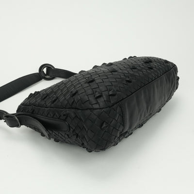 ボッテガヴェネタ BOTTEGAVENETA ワンショルダー イントレチャート バッグ ショルダーバッグ レザー　ラムスキン ブラック 黒 ブラック金具
