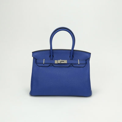 エルメス HERMES バーキン30 バーキン 30 バッグ トートバッグ トゴ ブルーエレクトリック ブルー 青 シルバー金具 ハンドバッグ