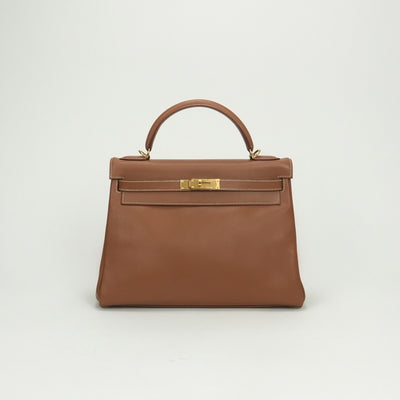 エルメス HERMES ケリー32 ケリー 32 バッグ トートバッグ ショルダーバッグ クシュベル ゴールド Gold ブラウン Brown 茶 ゴールド金具 ハンドバッグ V字金具 新型金具 KELLY
