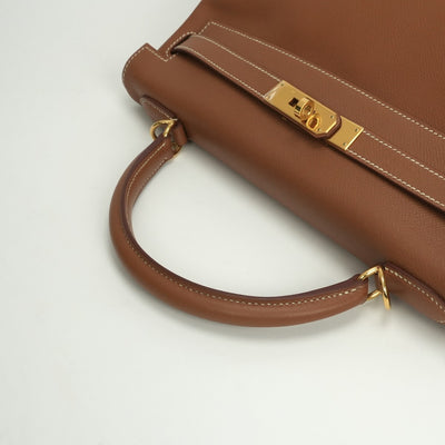 エルメス HERMES ケリー32 ケリー 32 バッグ トートバッグ ショルダーバッグ クシュベル ゴールド Gold ブラウン Brown 茶 ゴールド金具 ハンドバッグ V字金具 新型金具 KELLY