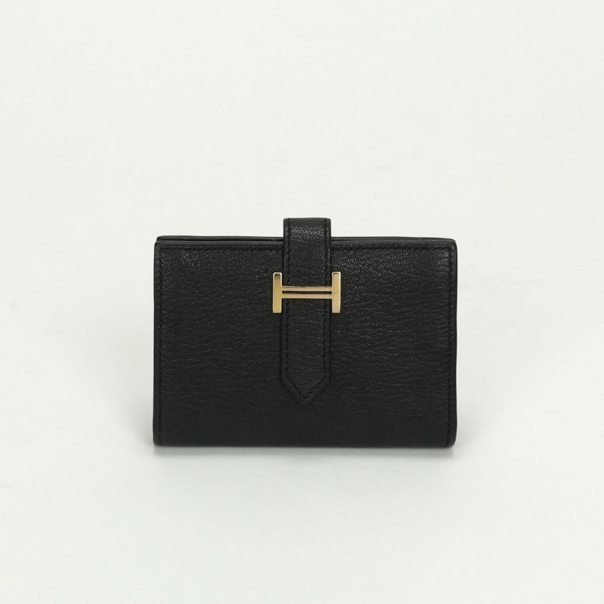 エルメス HERMES ベアンミニ ベアン ミニ 小銭入れ付き カードケース カード入れ パスケース シェーブル シェブルミゾル ノワール Noir ブラック Black 黒 ゴールド金具 コンパクト財布 ミニ財布