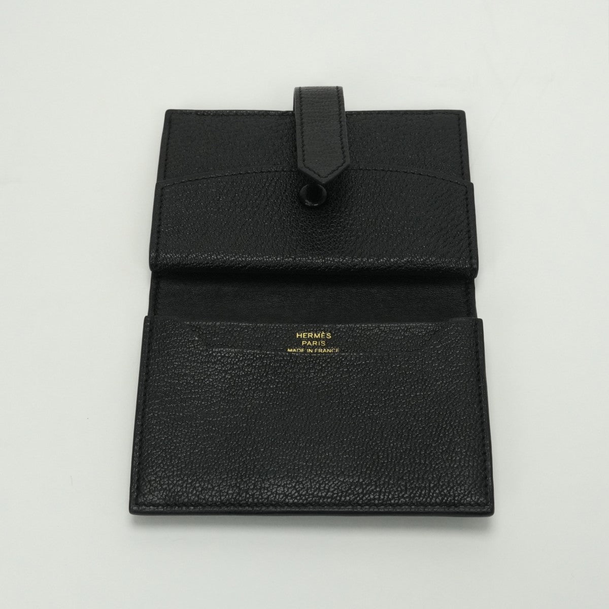 エルメス HERMES ベアンミニ ベアン ミニ 小銭入れ付き カードケース カード入れ パスケース シェーブル シェブルミゾル ノワール Noir ブラック Black 黒 ゴールド金具 コンパクト財布 ミニ財布