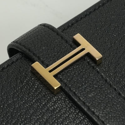 エルメス HERMES ベアンミニ ベアン ミニ 小銭入れ付き カードケース カード入れ パスケース シェーブル シェブルミゾル ノワール Noir ブラック Black 黒 ゴールド金具 コンパクト財布 ミニ財布