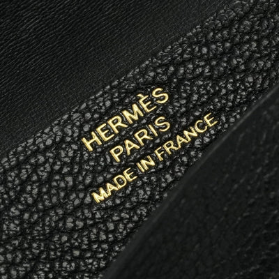 エルメス HERMES ベアンミニ ベアン ミニ 小銭入れ付き カードケース カード入れ パスケース シェーブル シェブルミゾル ノワール Noir ブラック Black 黒 ゴールド金具 コンパクト財布 ミニ財布