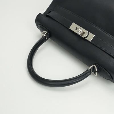 エルメス HERMES ケリー28 ケリー 28 バッグ トートバッグ ショルダーバッグ ヴォーガリバー ブルーインディゴ(推定) Blue Indigo ネイビー Navy 紺 シルバー金具 ハンドバッグ V字金具 新型金具 KELLY