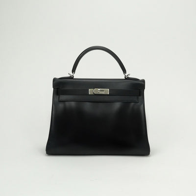 エルメス HERMES ケリー32 ケリー 32 バッグ トートバッグ ショルダーバッグ ボックスカーフ ノワール　noir ブラック Black 黒 シルバー金具 ハンドバッグ 内縫い V字金具 2Way