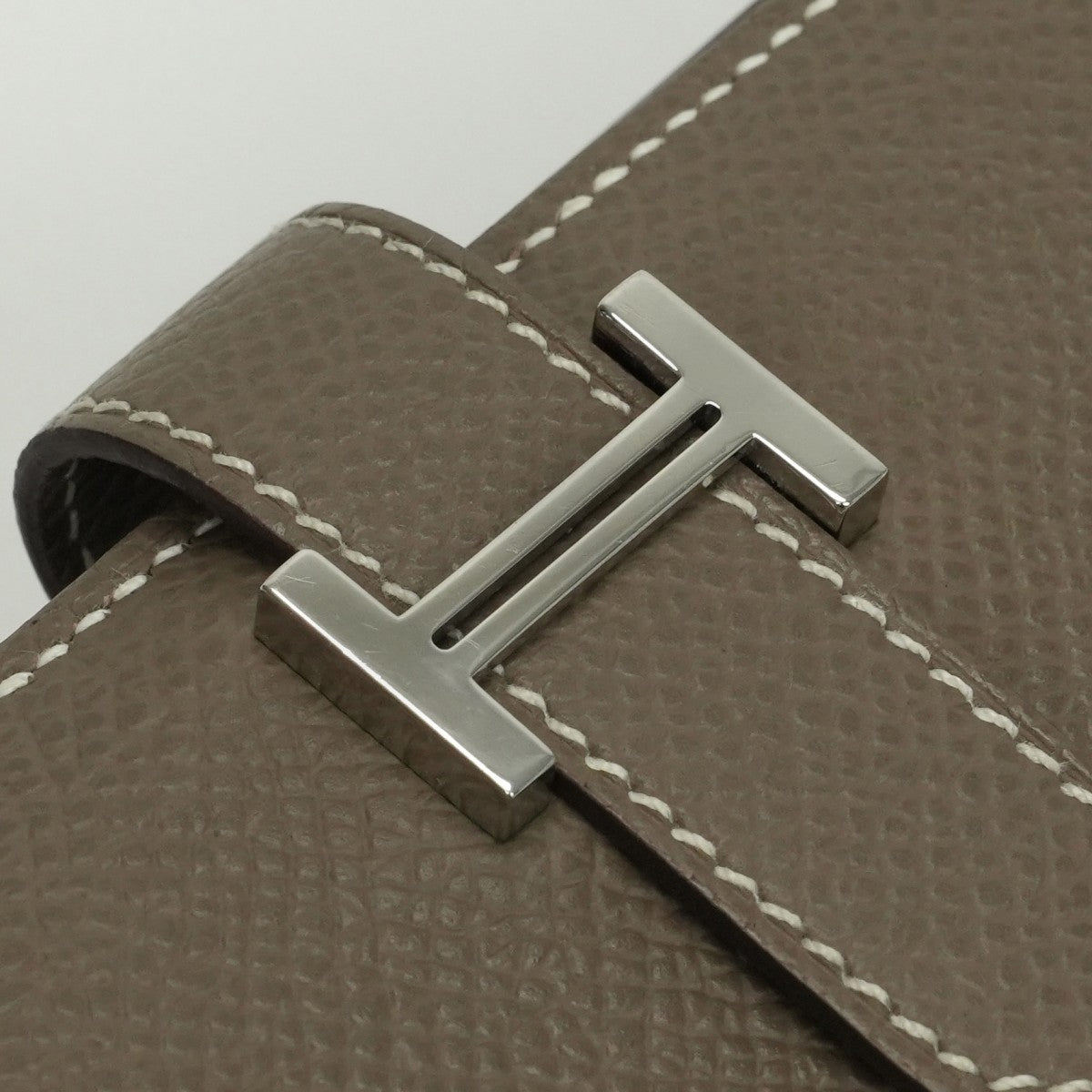 エルメス HERMES ベアンコンパクト ベアン コンパクト 財布 二つ折り財布 ミニ財布 ミニウォレット エプソン エトゥープ Etoupe グレー Gray シルバー金具