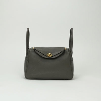 HERMES 爱马仕 Lindy 26 Lindy 26 包袋 手提包 单肩包 Taurillon Clemence Etain 灰色 灰色金色五金 手提包 单肩包 2way