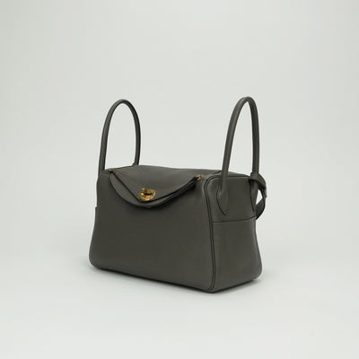HERMES 爱马仕 Lindy 26 Lindy 26 包袋 手提包 单肩包 Taurillon Clemence Etain 灰色 灰色金色五金 手提包 单肩包 2way