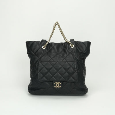 シャネル CHANEL マトラッセ バッグ トートバッグ カーフスキン ブラック 黒 ゴールド金具 ココマーク 2WAY チェーンバッグ