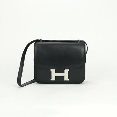 エルメス HERMES コンスタンス3 ミニ18 コンスタンス 3 ミニ 18 コンスタンスミニ コンスタンス18 バッグ ショルダーバッグ エバーカーフ ノワール　noir ブラック Black 黒 シルバー金具 ショルダーバッグ Hバックル