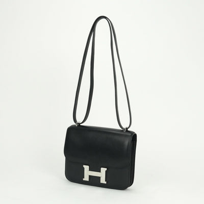 エルメス HERMES コンスタンス3 ミニ18 コンスタンス 3 ミニ 18 コンスタンスミニ コンスタンス18 バッグ ショルダーバッグ エバーカーフ ノワール　noir ブラック Black 黒 シルバー金具 ショルダーバッグ Hバックル