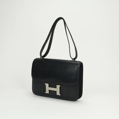 エルメス HERMES コンスタンス25 コンスタンス 25 バッグ ショルダーバッグ バレニア ノワール Noir ブラック Black 黒 シルバー金具 Hバックル