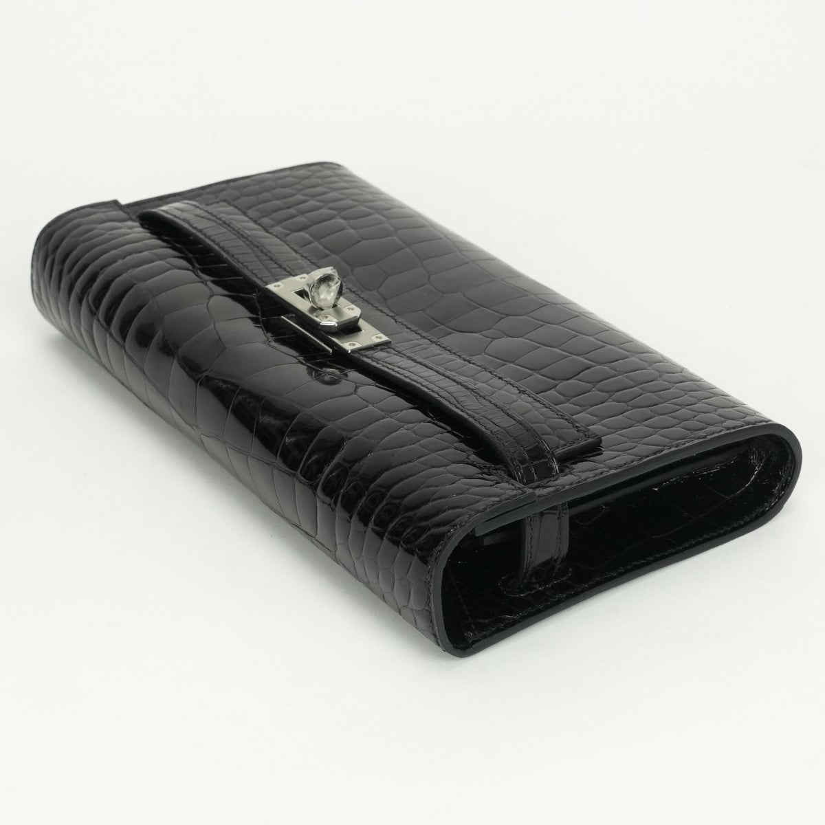 エルメス HERMES ケリーウォレットトゥーゴー ケリーウォレット トゥーゴー 財布 長財布 ロングウォレット アリゲーター クロコダイル ノワール noir ブラック black 黒 シルバー金具 エキゾチック ショルダーウォレット