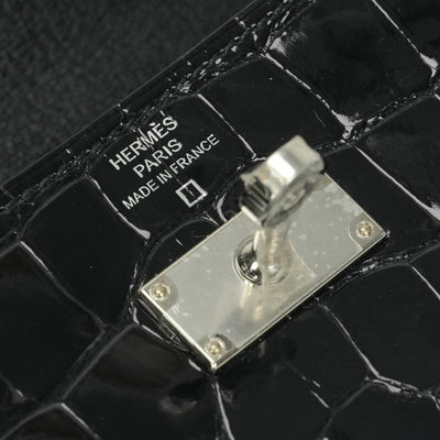 エルメス HERMES ケリーウォレットトゥーゴー ケリーウォレット トゥーゴー 財布 長財布 ロングウォレット アリゲーター クロコダイル ノワール noir ブラック black 黒 シルバー金具 エキゾチック ショルダーウォレット