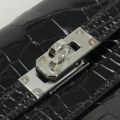 エルメス HERMES ケリーウォレットトゥーゴー ケリーウォレット トゥーゴー 財布 長財布 ロングウォレット アリゲーター クロコダイル ノワール noir ブラック black 黒 シルバー金具 エキゾチック ショルダーウォレット