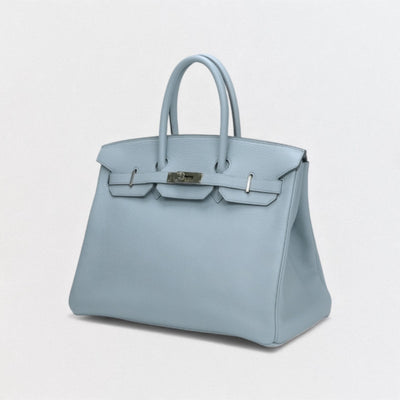 HERMES 爱马仕 Birkin 35 Birkin 35 包袋 托特包 Taurillon Clemence 蓝色 银色五金 手提包