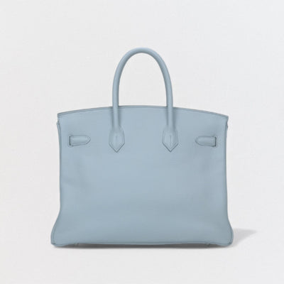 HERMES 爱马仕 Birkin 35 Birkin 35 包袋 托特包 Taurillon Clemence 蓝色 银色五金 手提包