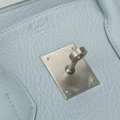 HERMES 爱马仕 Birkin 35 Birkin 35 包袋 托特包 Taurillon Clemence 蓝色 银色五金 手提包