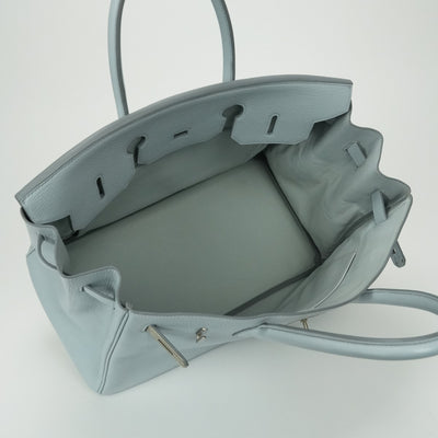 HERMES 爱马仕 Birkin 35 Birkin 35 包袋 托特包 Taurillon Clemence 蓝色 银色五金 手提包