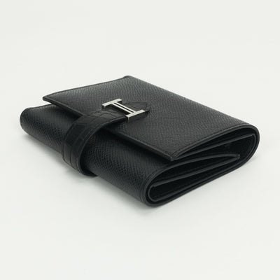 エルメス HERMES ベアンコンビネタッチ ベアン コンビネタッチ 財布 二つ折り財布 ミニ財布 ミニウォレット エプソン クロコダイル ノワール　noir ブラック Black 黒 シルバー金具 ヴォーエプソン