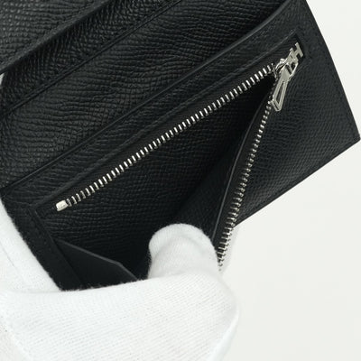 エルメス HERMES ベアンコンビネタッチ ベアン コンビネタッチ 財布 二つ折り財布 ミニ財布 ミニウォレット エプソン クロコダイル ノワール　noir ブラック Black 黒 シルバー金具 ヴォーエプソン